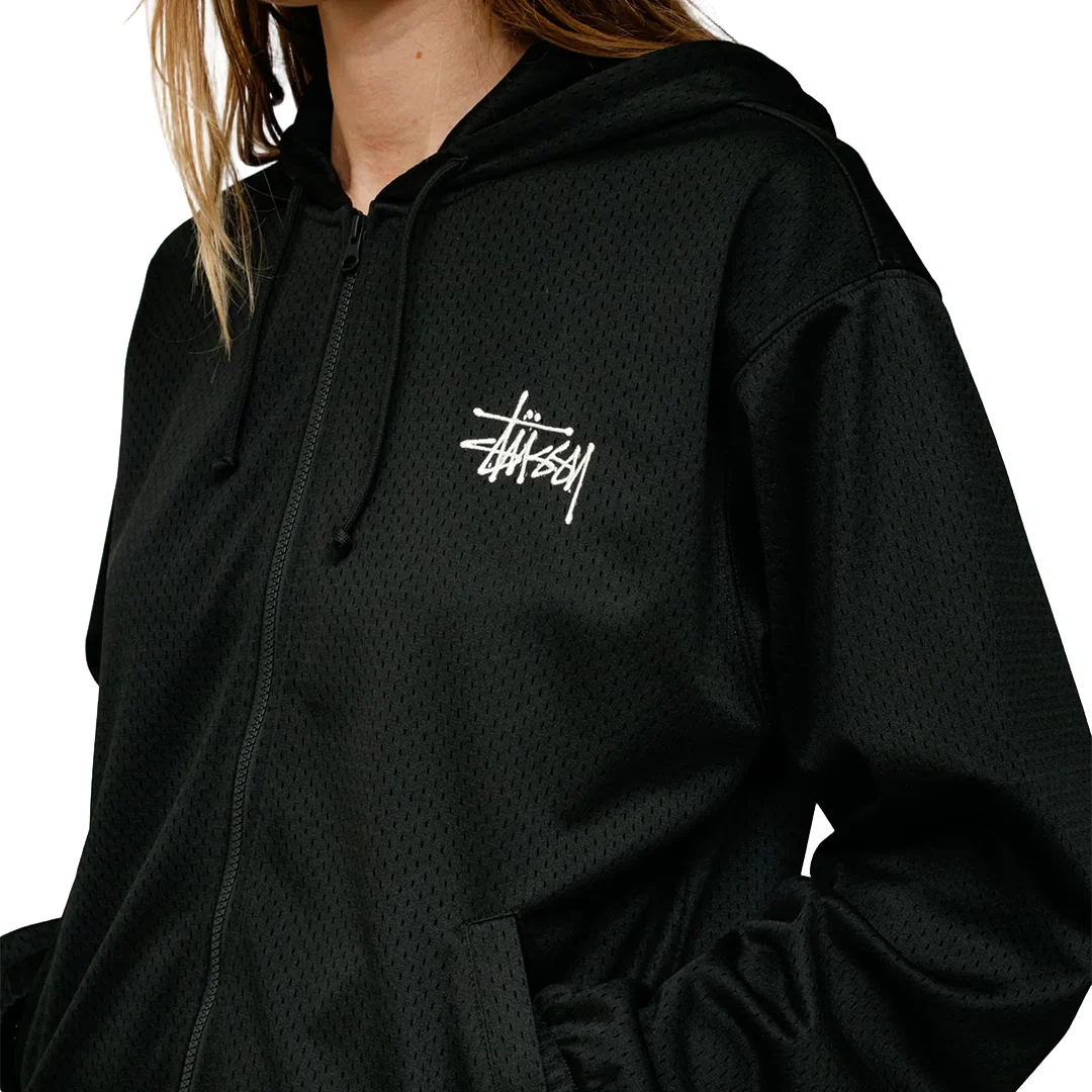 ATHLETIC MESH ZIP HOODIE BLACK - Image 6