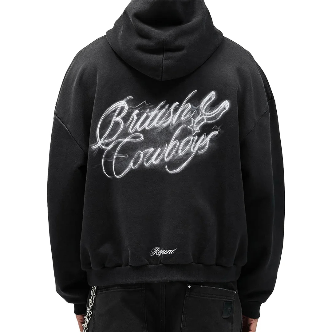 BRITISH COWBOYS HOODIE STAINED BLACK - Image 2