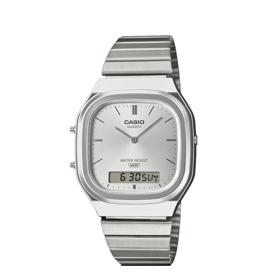 VINTAGE ANALOG-DIGITAL SILVER WATCH AQ-240E-7A