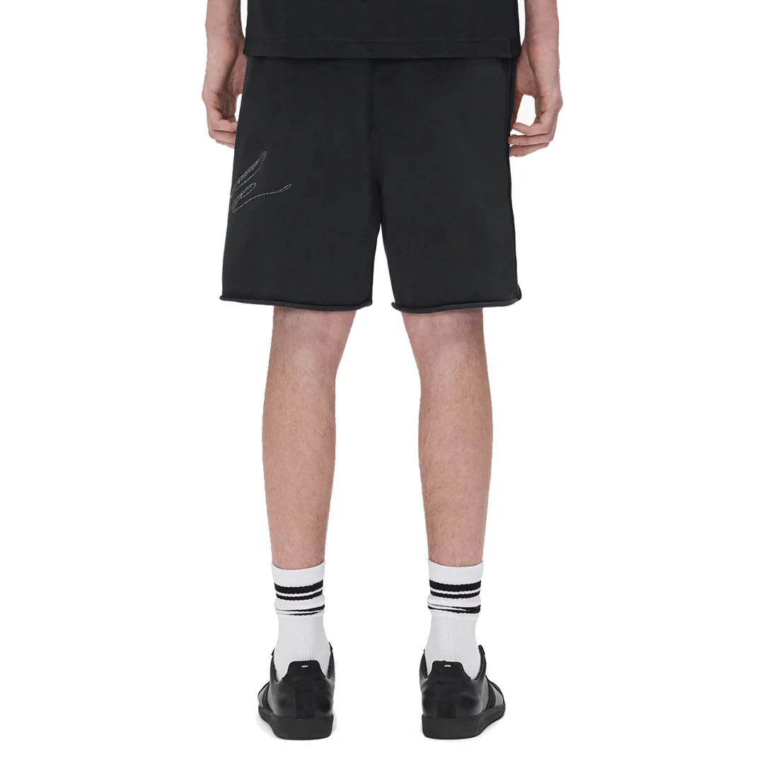 CRYSTAL SLANTED SCRIPT SHORTS BLACK - Image 2