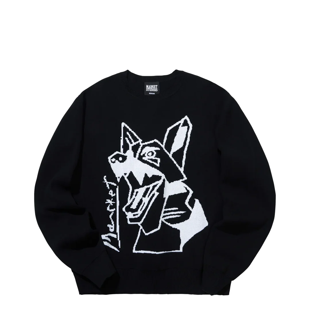CUBISM BEWARE MEN'S BLACK KNIT SWEATER