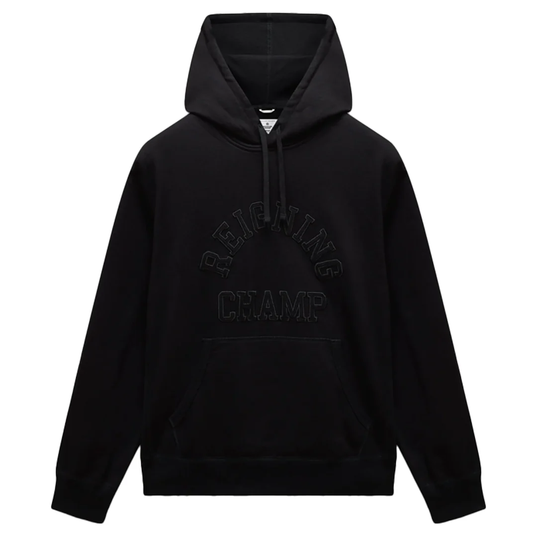 KNIT MIDWEIGHT TERRY ARCH LOGO HOODIE BLACK