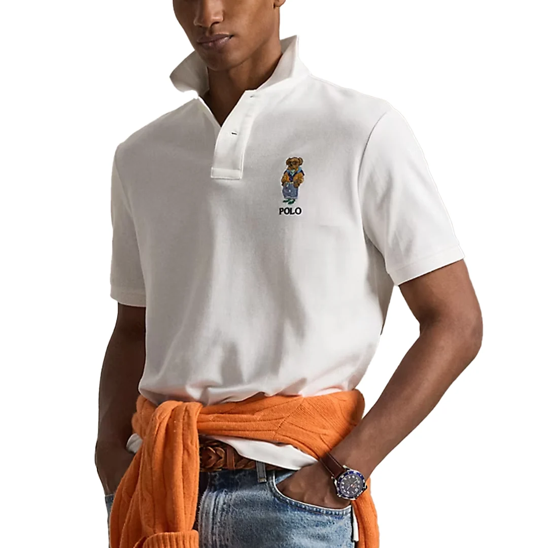 MESH KNIT BEAR POLO WHITE - Image 2