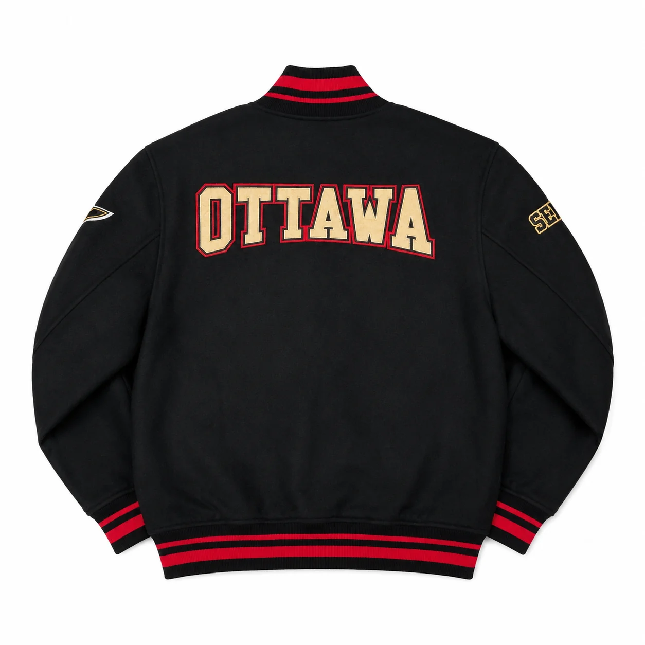 OTTAWA SENATORS "3X STANLEY CUP CHAMPIONS" VARSITY JACKET BLACK / RED - Image 2
