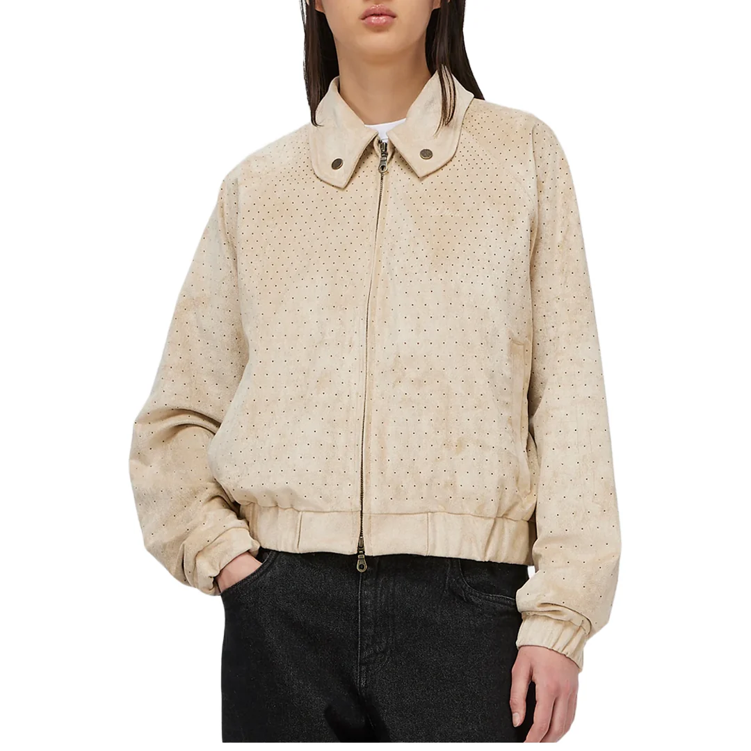 PERFORATED FAUX SUEDE JACKET TAN - Image 2
