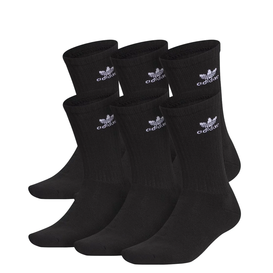 TREFOIL CREW SOCKS BLACK (6 PAIRS)